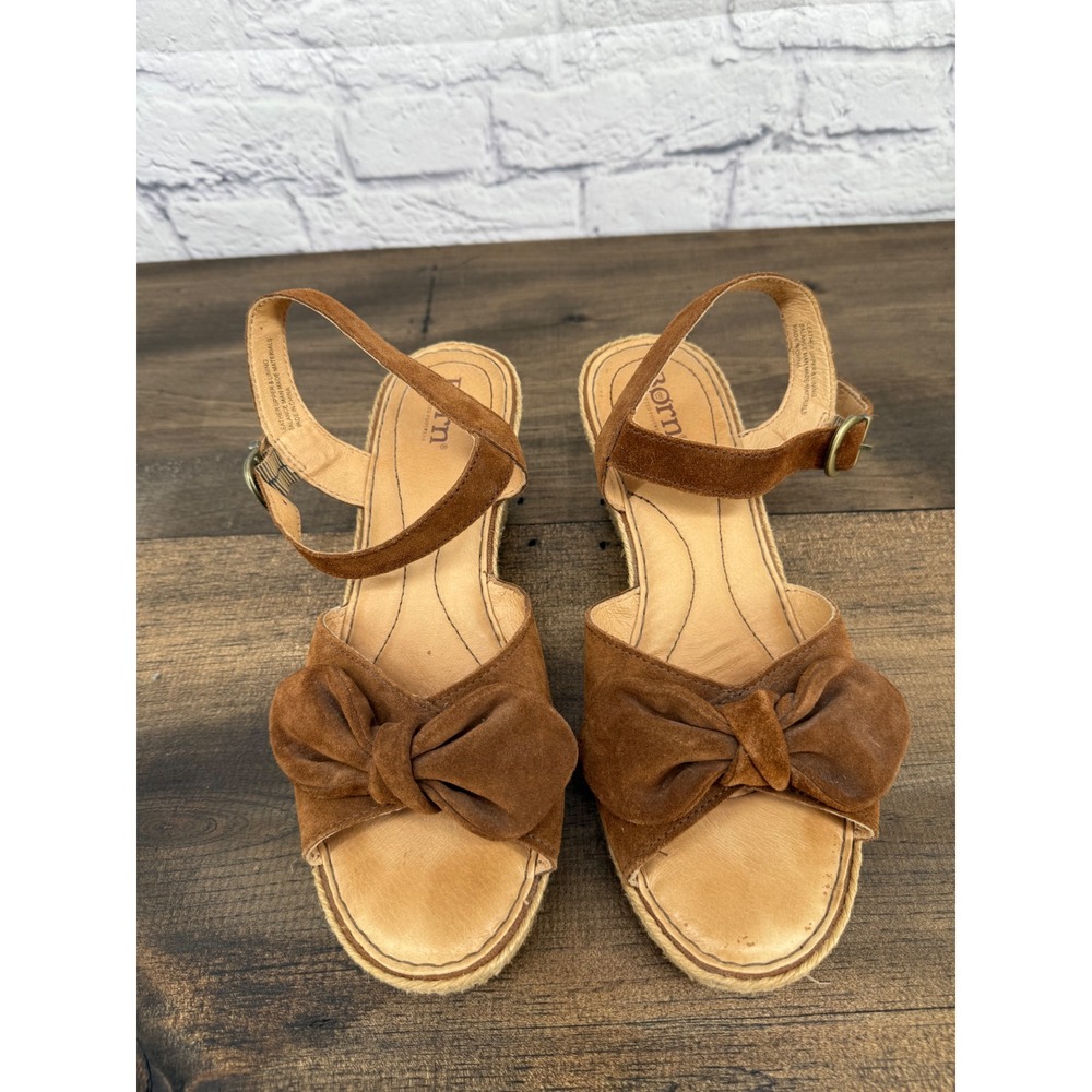 BORN Monticello Knotted Wedge Sandal Brown‎ Women's Size 10M Espadrille - Picture 2 of 9